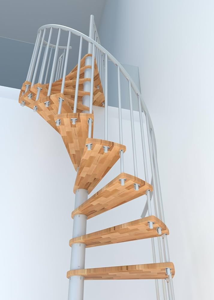 Austrian Indoor Spiral Staircase Beech Wood Lacquered Step